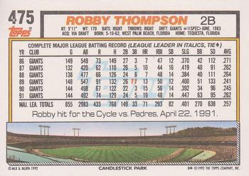 1992 Topps #475 Robby Thompson Back