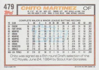 1992 Topps #479 Chito Martinez Back