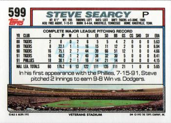 1992 Topps #599 Steve Searcy Back