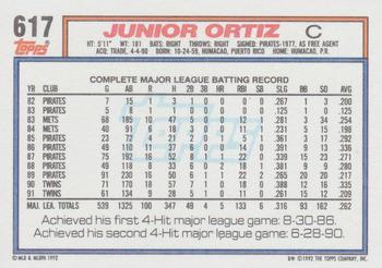 1992 Topps #617 Junior Ortiz Back