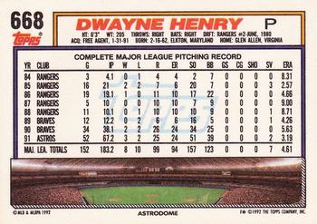 1992 Topps #668 Dwayne Henry Back