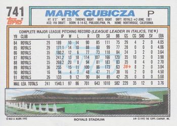 1992 Topps #741 Mark Gubicza Back