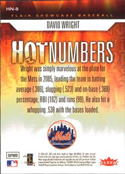 2006 Flair Showcase - Hot Numbers #HN-8 David Wright Back