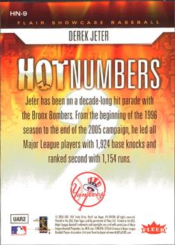 2006 Flair Showcase - Hot Numbers #HN-9 Derek Jeter Back