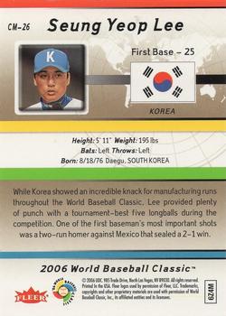 2006 Flair Showcase - World Baseball Classic #CM-26 Seung-Yeop Lee Back