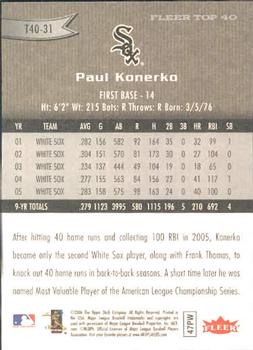 2006 Fleer - Top 40 #T40-31 Paul Konerko Back