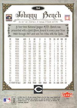 2006 Fleer Greats of the Game - Copper #54 Johnny Bench Back