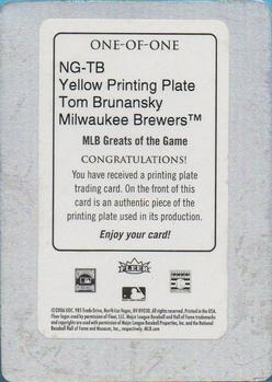 2006 Fleer Greats of the Game - Nickname Greats Printing Plates Yellow #NG-TB Tom Brunansky Back
