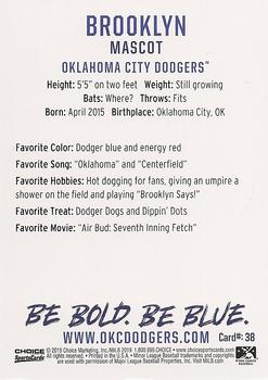2019 Choice Oklahoma City Dodgers #38 Brooklyn Back