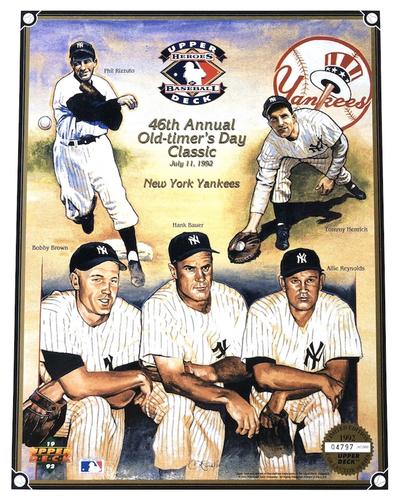 1992 Upper Deck Heroes of Baseball Commemorative Sheets #NNO Phil Rizzuto / Bobby Brown / Hank Bauer /  Allie Reynolds / Tommy Henrich Front