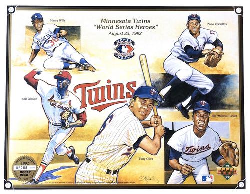 1992 Upper Deck Heroes of Baseball Commemorative Sheets #NNO Maury Wills / Bob Gibson / Tony Oliva / Zoilo Versalles / Jim Grant Front