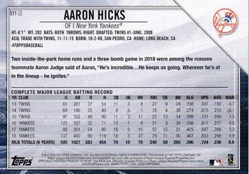 2019 Topps National Baseball Card Day - New York Yankees #NYY-10 Aaron Hicks Back