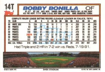 1992 Topps Traded #14T Bobby Bonilla Back