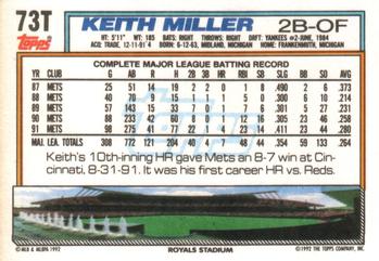 1992 Topps Traded #73T Keith Miller Back