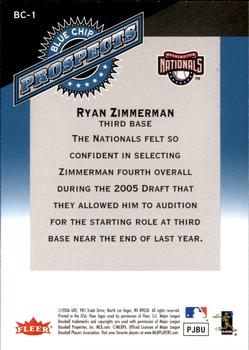 2006 Fleer Tradition - Blue Chip Prospects #BC-1 Ryan Zimmerman Back