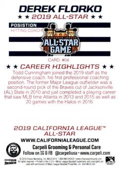2019 Choice California League All-Star Game #4 Derek Florko Back