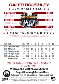 2019 Choice California League All-Star Game #NNO Caleb Boushley Back