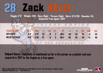 2018 Grandstand Inland Empire 66ers #NNO Zack Kelly Back