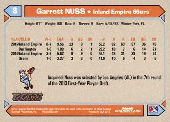 2017 Grandstand Inland Empire 66ers #NNO Garrett Nuss Back
