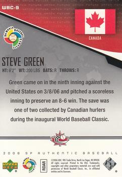 2006 SP Authentic - World Baseball Classic Future Watch #WBC-9 Steve Green Back