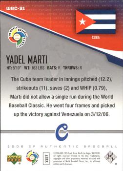 2006 SP Authentic - World Baseball Classic Future Watch #WBC-31 Yadel Marti Back