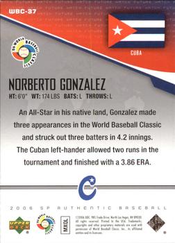 2006 SP Authentic - World Baseball Classic Future Watch #WBC-37 Norberto Gonzalez Back