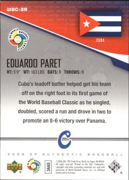 2006 SP Authentic - World Baseball Classic Future Watch #WBC-39 Eduardo Paret Back
