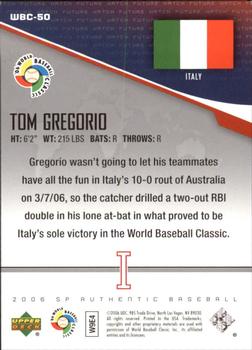 2006 SP Authentic - World Baseball Classic Future Watch #WBC-50 Tom Gregorio Back