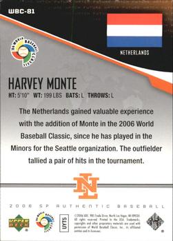 2006 SP Authentic - World Baseball Classic Future Watch #WBC-81 Harvey Monte Back