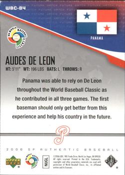 2006 SP Authentic - World Baseball Classic Future Watch #WBC-84 Audes De Leon Back