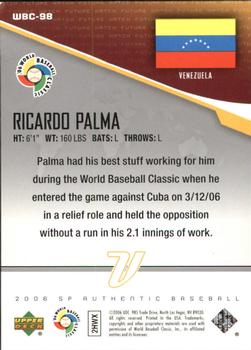 2006 SP Authentic - World Baseball Classic Future Watch #WBC-98 Ricardo Palma Back