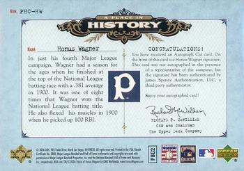 2006 SP Legendary Cuts - A Place in History Cuts #PHC-HW Honus Wagner Back