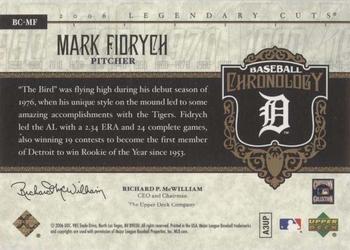 2006 SP Legendary Cuts - Baseball Chronology Materials #BC-MF Mark Fidrych Back