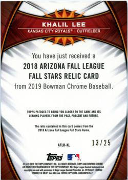 2019 Bowman Chrome - 2018 Arizona Fall League Fall-Stars Relics Orange Refractor #AFLR-KL Khalil Lee Back