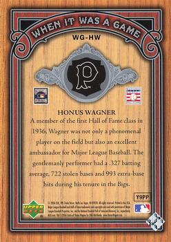 2006 SP Legendary Cuts - When It Was A Game Silver #WG-HW Honus Wagner Back