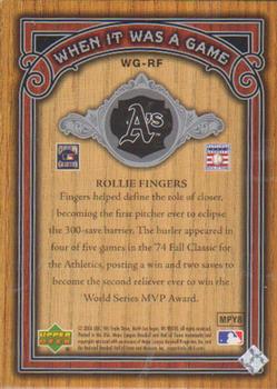 2006 SP Legendary Cuts - When It Was A Game Silver #WG-RF Rollie Fingers Back