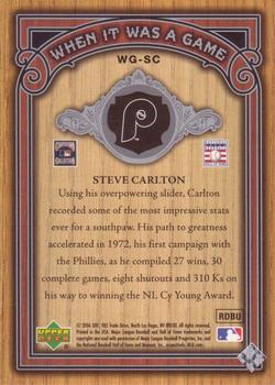 2006 SP Legendary Cuts - When It Was A Game Silver #WG-SC Steve Carlton Back