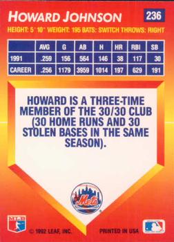 1992 Triple Play #236 Howard Johnson Back
