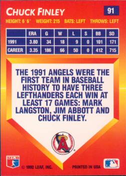 1992 Triple Play #91 Chuck Finley Back