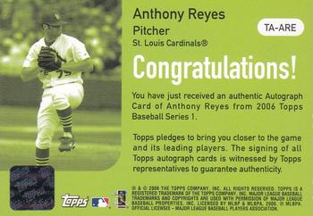 2006 Topps - Autographs #TA-ARE Anthony Reyes Back