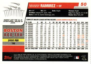 2006 Topps - Box Bottoms #50 Manny Ramirez Back