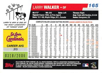 2006 Topps - Gold #165 Larry Walker Back