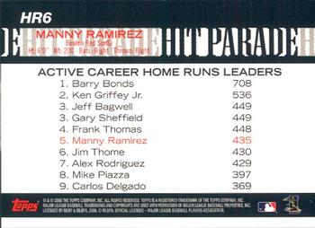 2006 Topps - Hit Parade #HR6 Manny Ramirez Back