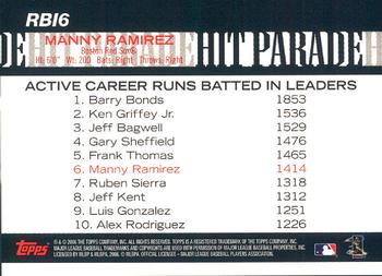 2006 Topps - Hit Parade #RBI6 Manny Ramirez Back