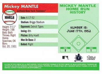 2006 Topps - Mickey Mantle Home Run History #MHR18 Mickey Mantle Back