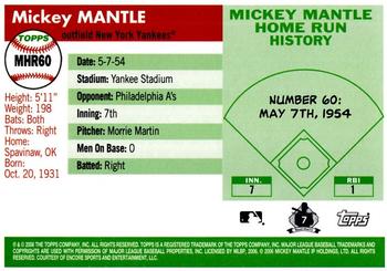 2006 Topps - Mickey Mantle Home Run History #MHR60 Mickey Mantle Back