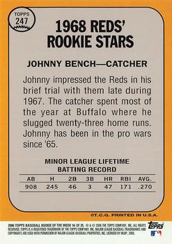 2006 Topps - Rookie of the Week #16 Johnny Bench Back