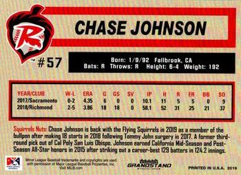 2019 Grandstand Richmond Flying Squirrels #NNO Chase Johnson Back
