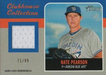 2019 Topps Heritage Minor League - Clubhouse Collection Relics Blue #CCR-NP Nate Pearson Front