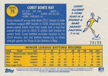 2019 Topps Heritage Minor League - Blue Border #79 Corey Ray Back
